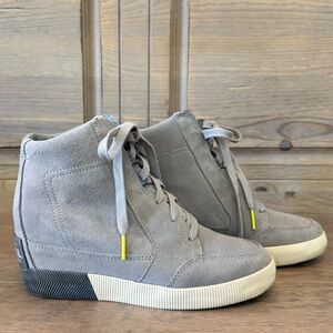 Sorel Out 'N About Women Wedge Bootie Sneaker Dove/Quarry 6.5 Gray